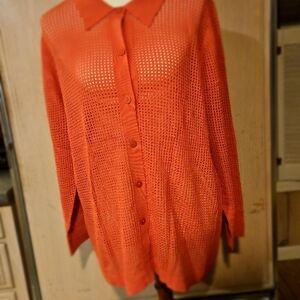 NWT Chico's Orange Button-Up Knit Cardigan XL